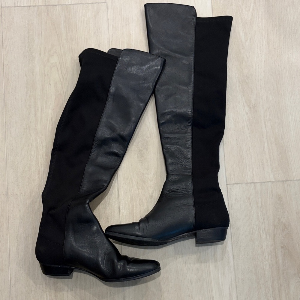 Vince Camuto Black Leather Over the Knee Boots